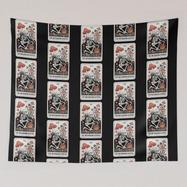 Item preview, The Mushroom Hunter Skeleton Foraging Tarot Card Design designed and sold by Blok45.