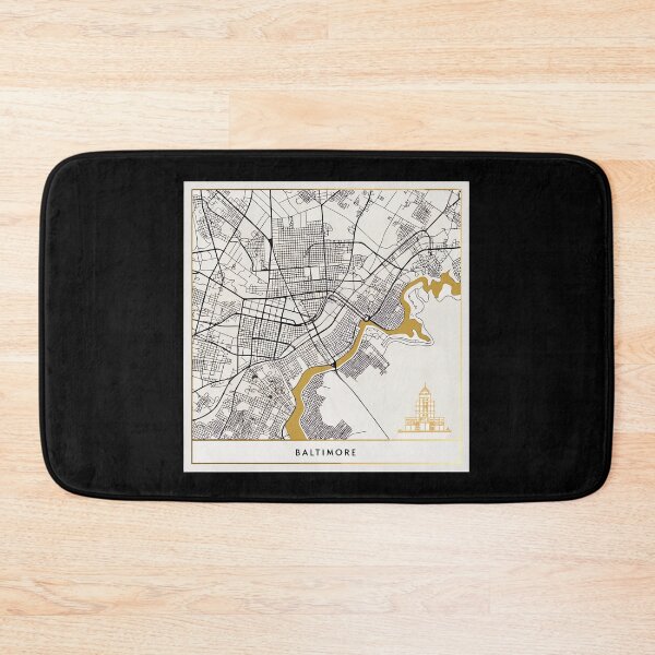 Item preview, Minimalist Baltimore Street Map – Black & White City Art with Gold Accents designed and sold by VividOrganica.
