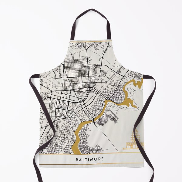 Item preview, Minimalist Baltimore Street Map – Black & White City Art with Gold Accents designed and sold by VividOrganica.