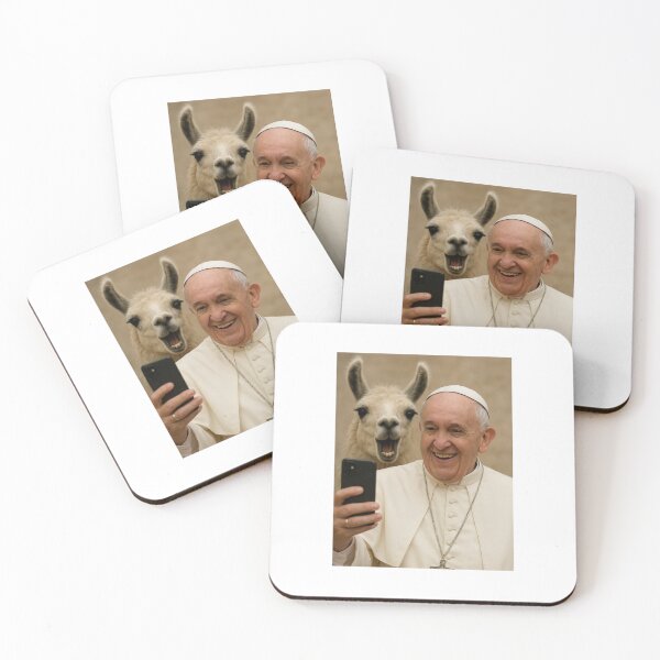 Item preview, Pope francis llama selfie photobomb birthday funny prank meme gift weird designed and sold by CheeseBlueprint.