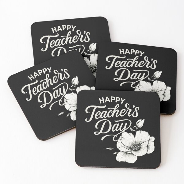 Item preview, Happy Teacher’s Day – Elegant White Script with Coffee Cup Illustration designed and sold by Design_Your_Day.