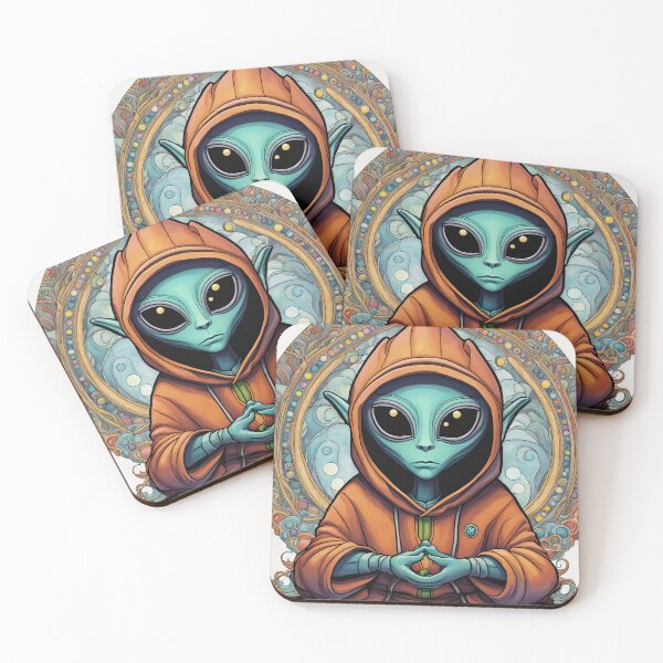 Item preview, Alien wearing a hoodie sitting in the lotus position meditating designed and sold by Colin Bentham.
