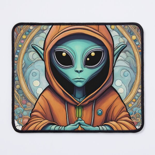 Item preview, Alien wearing a hoodie sitting in the lotus position meditating designed and sold by Colin Bentham.