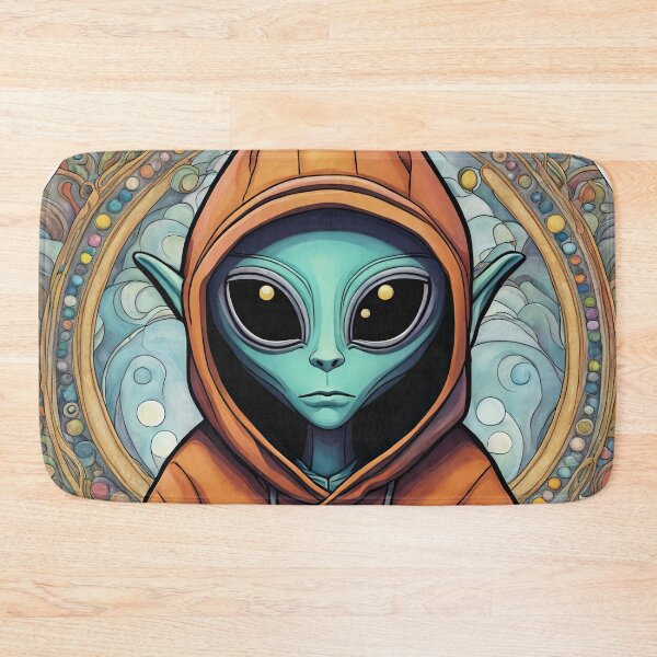Item preview, Alien wearing a hoodie sitting in the lotus position meditating designed and sold by Colin Bentham.