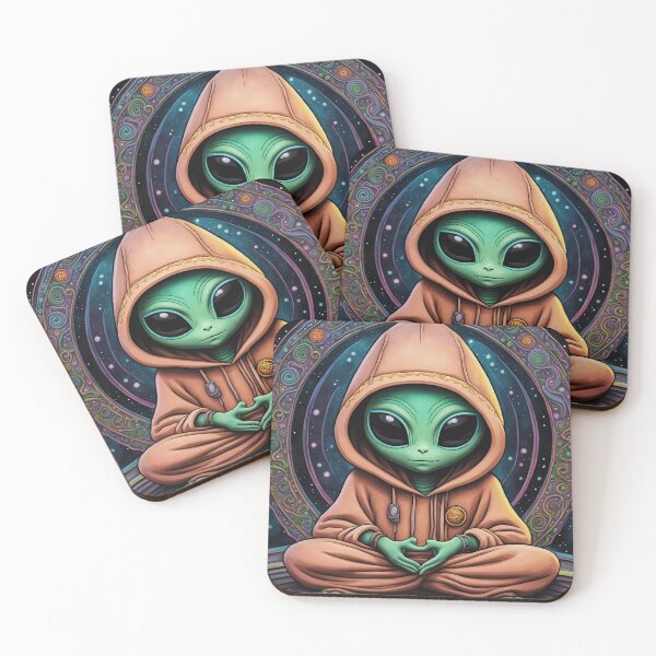 Item preview, Alien wearing a hoodie sitting in the lotus position meditating designed and sold by Colin Bentham.
