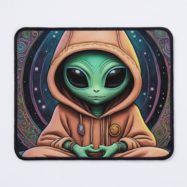Item preview, Alien wearing a hoodie sitting in the lotus position meditating designed and sold by Colin Bentham.