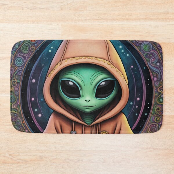 Item preview, Alien wearing a hoodie sitting in the lotus position meditating designed and sold by Colin Bentham.