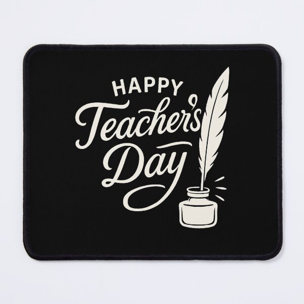 Item preview, Happy Teacher’s Day – Elegant White Script with An Inkwell Illustration designed and sold by Design_Your_Day.