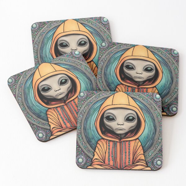 Item preview, Alien wearing a hoodie sitting in the lotus position meditating designed and sold by Colin Bentham.
