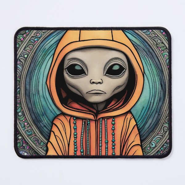 Item preview, Alien wearing a hoodie sitting in the lotus position meditating designed and sold by Colin Bentham.