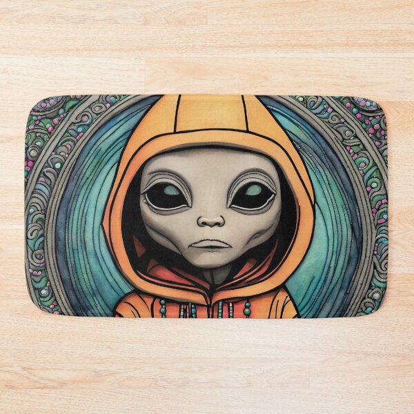 Item preview, Alien wearing a hoodie sitting in the lotus position meditating designed and sold by Colin Bentham.