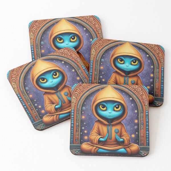 Item preview, Alien wearing a hoodie sitting in the lotus position meditating designed and sold by Colin Bentham.
