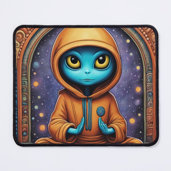 Item preview, Alien wearing a hoodie sitting in the lotus position meditating designed and sold by Colin Bentham.