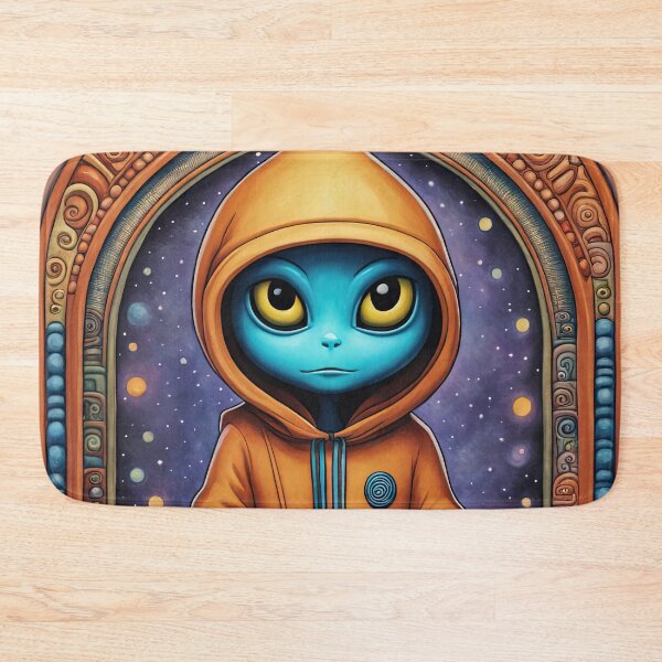 Item preview, Alien wearing a hoodie sitting in the lotus position meditating designed and sold by Colin Bentham.
