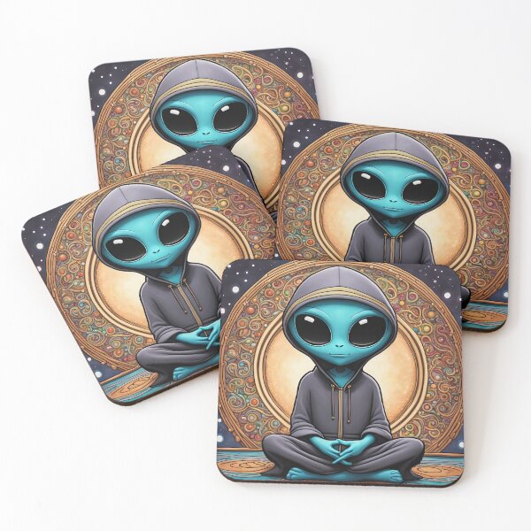 Item preview, Alien wearing a hoodie sitting in the lotus position meditating designed and sold by Colin Bentham.
