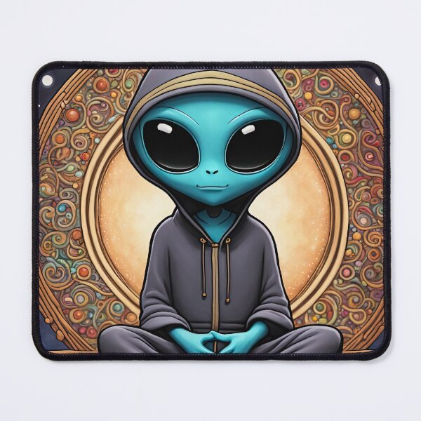 Item preview, Alien wearing a hoodie sitting in the lotus position meditating designed and sold by Colin Bentham.