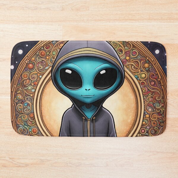 Item preview, Alien wearing a hoodie sitting in the lotus position meditating designed and sold by Colin Bentham.