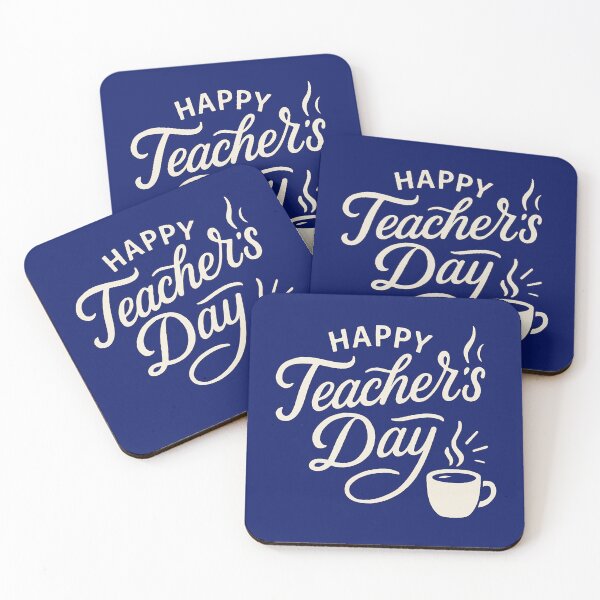 Item preview, Copy of Happy Teacher’s Day – Elegant White Script with Coffee Cup Illustration designed and sold by Design_Your_Day.