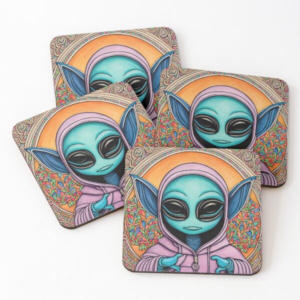 Item preview, Alien wearing a hoodie sitting in the lotus position meditating designed and sold by Colin Bentham.