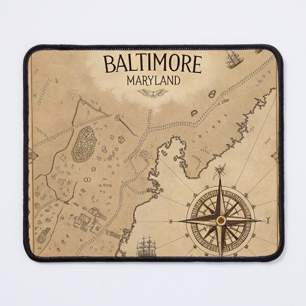 Item preview, Vintage 1850s Baltimore Map – Antique Sepia Nautical Wall Art designed and sold by VividOrganica.