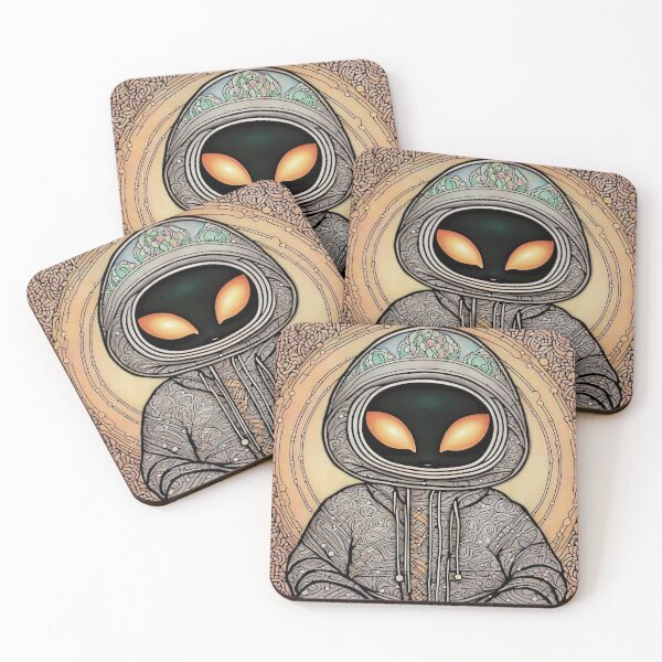 Item preview, Alien wearing a hoodie sitting in the lotus position meditating designed and sold by Colin Bentham.