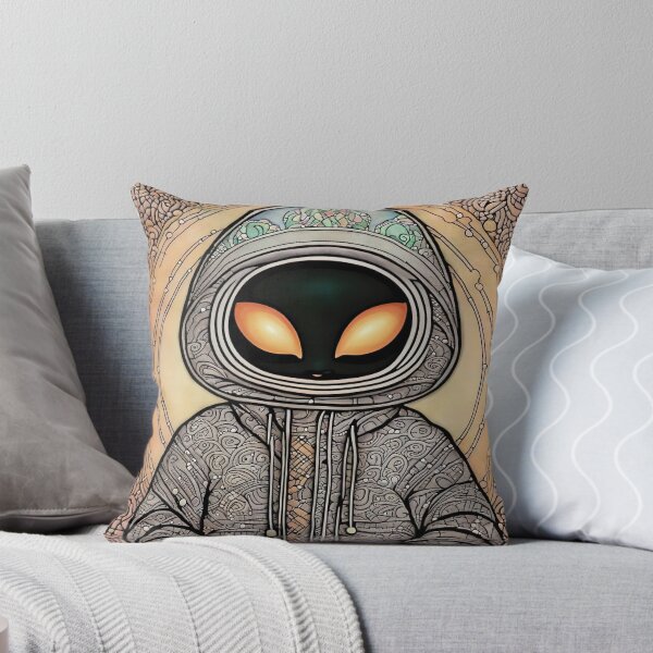 Item preview, Alien wearing a hoodie sitting in the lotus position meditating designed and sold by Colin Bentham.