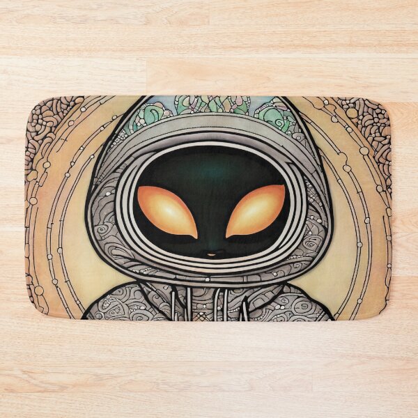 Item preview, Alien wearing a hoodie sitting in the lotus position meditating designed and sold by Colin Bentham.