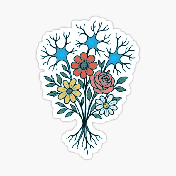 Neuron Flowers Bloom Bouquet Science Sticker