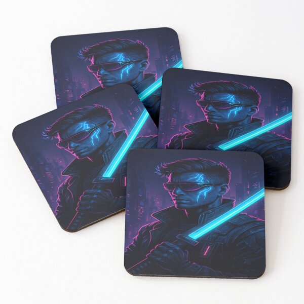 Item preview, Cyberpunk Man Futuristic Neon Portrait designed and sold by VelureArt.