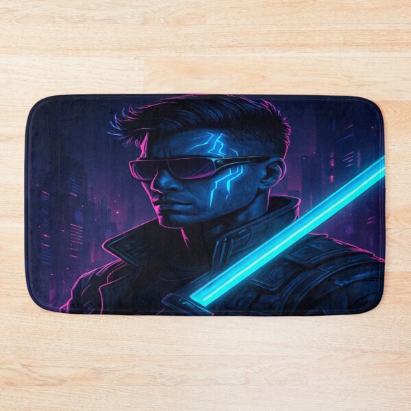 Item preview, Cyberpunk Man Futuristic Neon Portrait designed and sold by VelureArt.