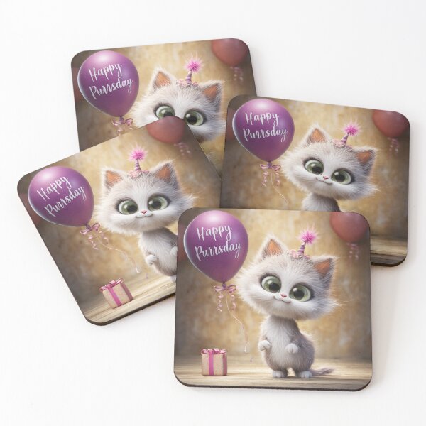 Item preview, Happy Purrsday, cat, birthday designed and sold by ARTelierDigital.