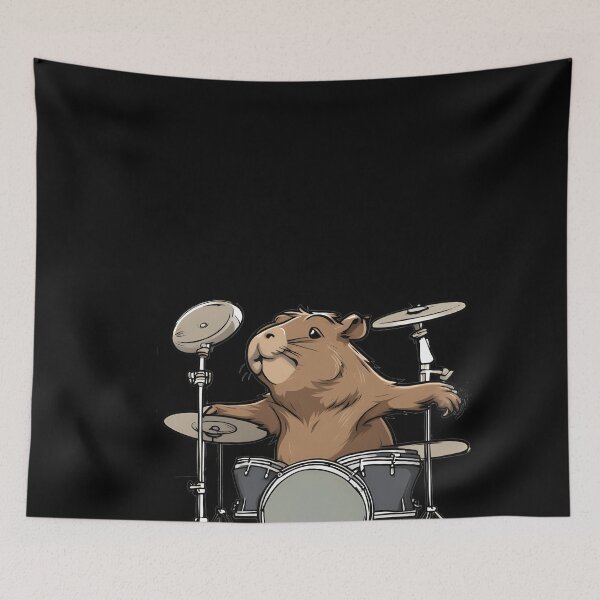 Item preview, Capybara Drums Rock designed and sold by ChicArtBitte.