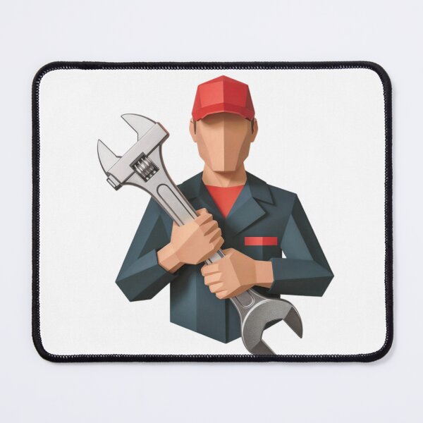 Item preview, Illustration of Worker Holding Adjustable Wrench in Uniform designed and sold by Creative88Art.