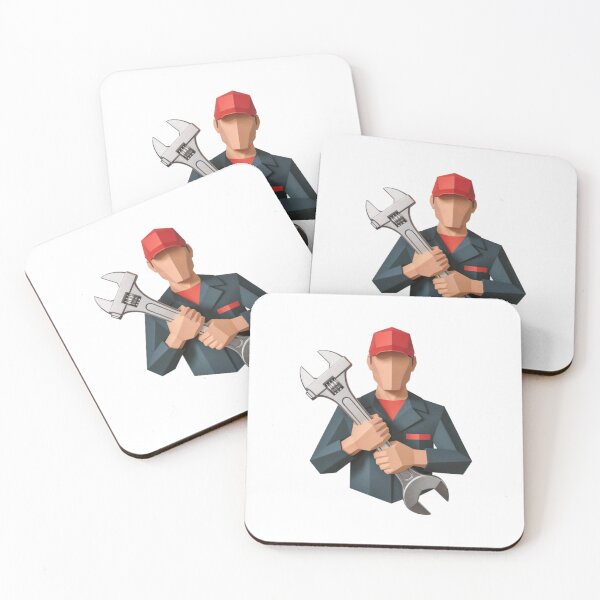 Item preview, Illustration of Worker Holding Adjustable Wrench in Uniform designed and sold by Creative88Art.