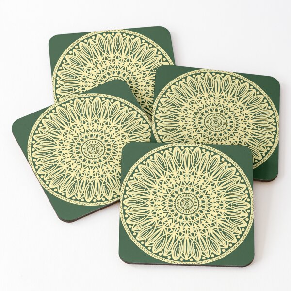 Item preview, Zentangle Mandala Art Spiritual Geometry Golden Green Sacred Lotus Symbol designed and sold by DivineMandala.
