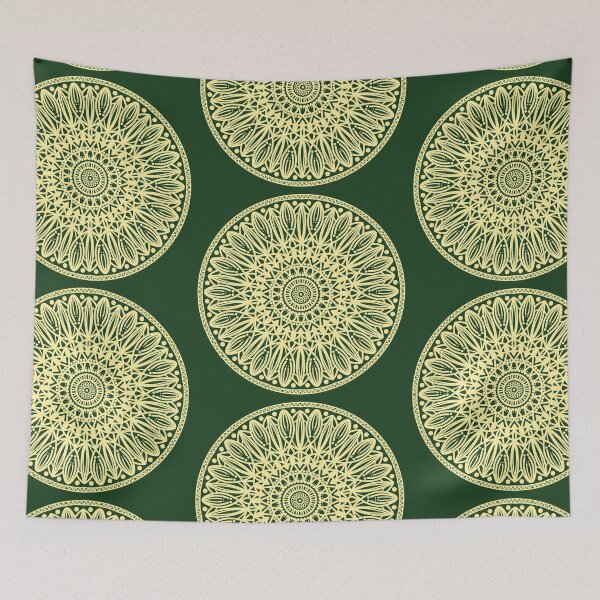 Item preview, Zentangle Mandala Art Spiritual Geometry Golden Green Sacred Lotus Symbol designed and sold by DivineMandala.