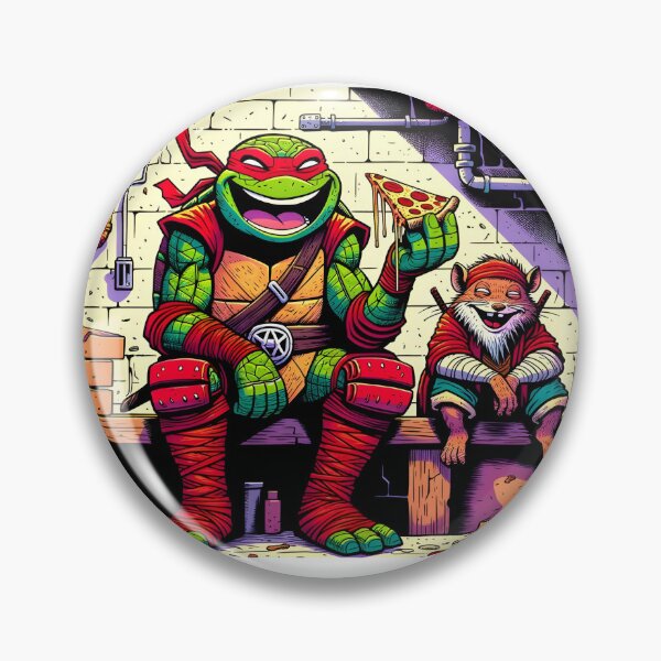 Item preview, Ninja Turtle Raphael with Master Splinter Eating Pizza designed and sold by funkyjuices.