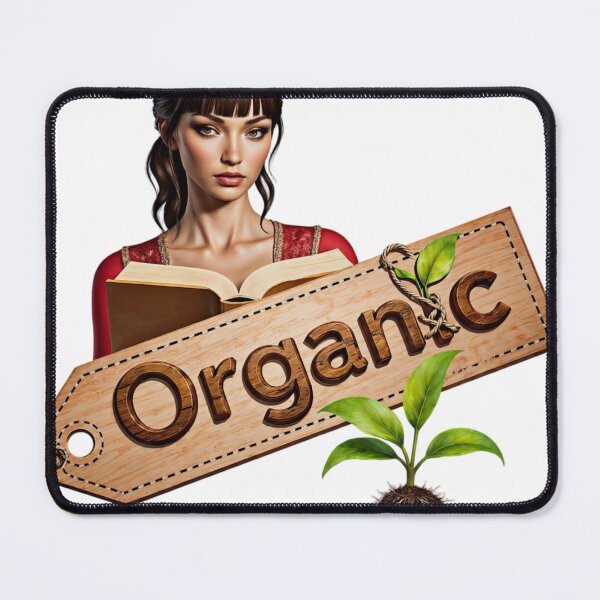 Item preview, Woman in Red Holding Book with Organic Tag and Green Plant designed and sold by Creative88Art.