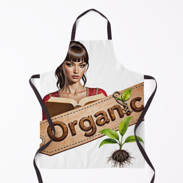 Item preview, Woman in Red Holding Book with Organic Tag and Green Plant designed and sold by Creative88Art.