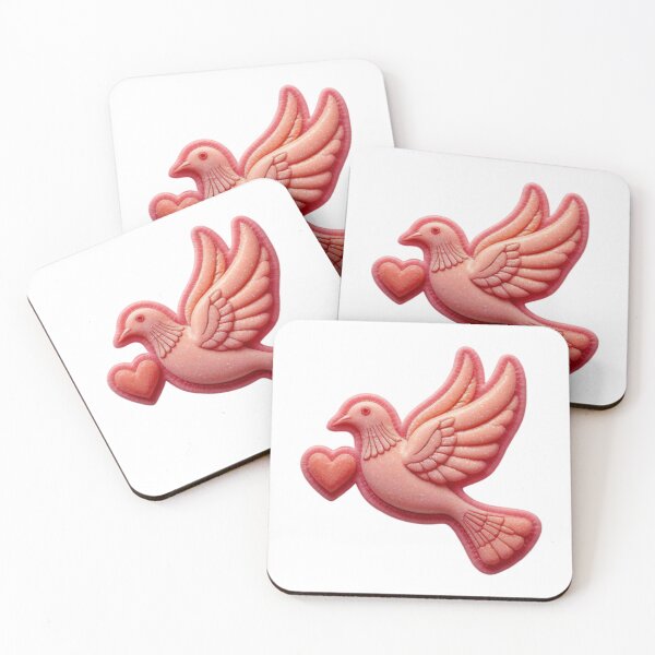 Item preview, Pink Dove with Heart and Glitter Effect on Black Background designed and sold by Creative88Art.