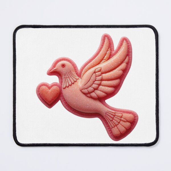Item preview, Pink Dove with Heart and Glitter Effect on Black Background designed and sold by Creative88Art.