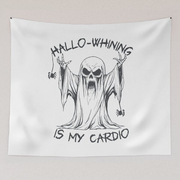 Item preview, HALLO-WHINING IS MY CARDIO - SCARY GRUMPY HALLOWEEN GHOST designed and sold by justyna-s28.