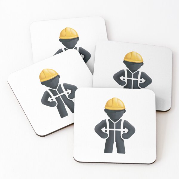 Item preview, Black worker Figure with Yellow Hard Hat and Safety Harness designed and sold by Creative88Art.