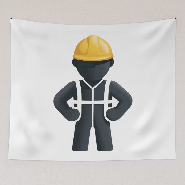 Item preview, Black worker Figure with Yellow Hard Hat and Safety Harness designed and sold by Creative88Art.