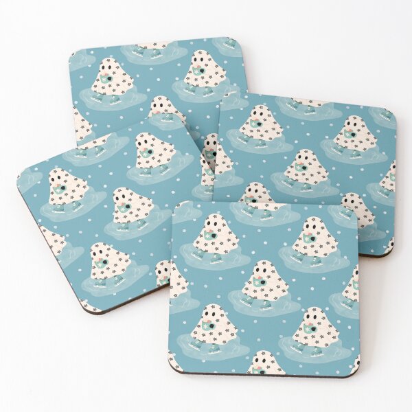 Item preview, Ghost Ice Skating Pattern – Cute Winter Holiday Seamless Design designed and sold by wanderbloomm.