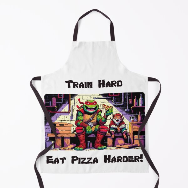 Item preview, Train Hard, Eat Pizza Harder! Ninja Turtle Raphael with Master Splinter Eating Pizza designed and sold by funkyjuices.
