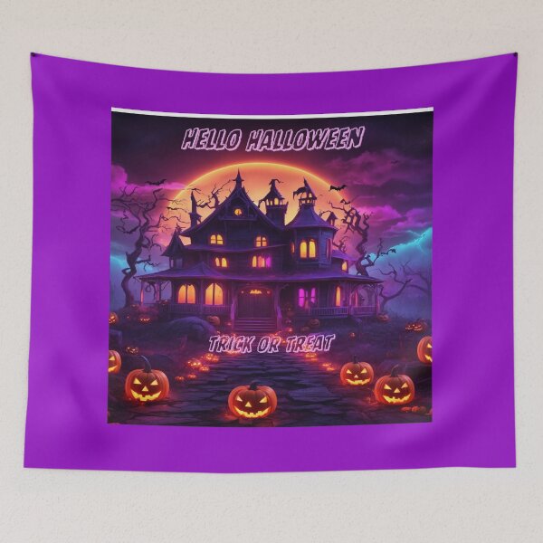 Item preview, Hello Halloween Haunted House – Spooky Trick or Treat Night Scene designed and sold by Nickkhunsmile.