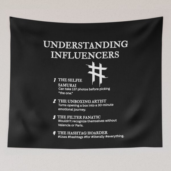 Item preview, UNDERSTANDING INFLUENCERS – Hilarious Social Media Life Definitions – Black designed and sold by PsyFlow35.
