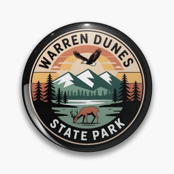 Item preview, Vintage Warren Dunes State Park Emblem – Retro Nature Logo with Mountains & Wildlife designed and sold by VividOrganica.