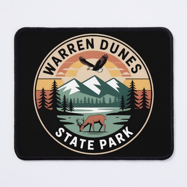Item preview, Vintage Warren Dunes State Park Emblem – Retro Nature Logo with Mountains & Wildlife designed and sold by VividOrganica.